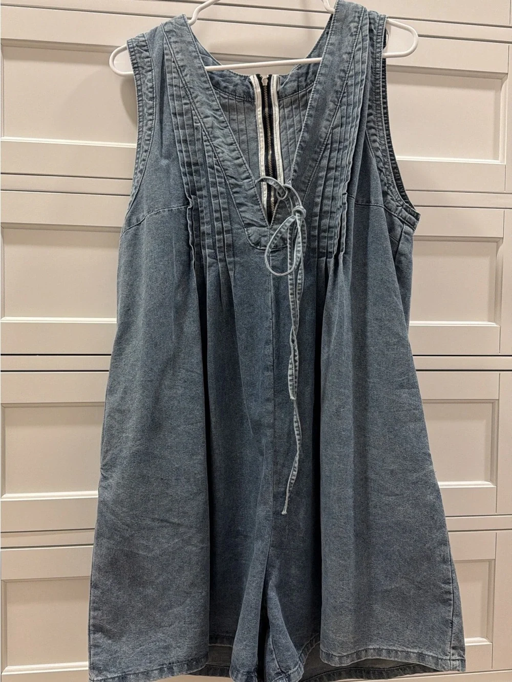 Girls' Washed Denim Dress with Pintuck Front